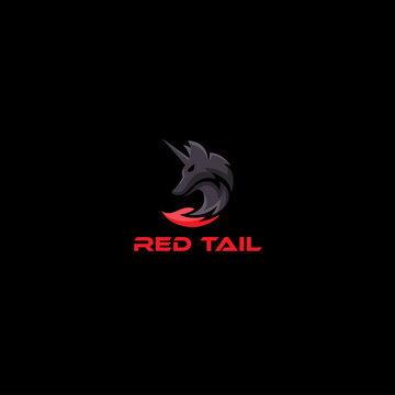 Modern flat colorful design RED TAIL logo design