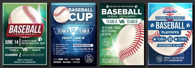 Fototapeta Baseball Sport Promotional Flyer Poster Vector.  obraz