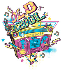 Old school - funky colorful music boombox design