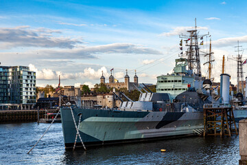 The warship Belfast in London