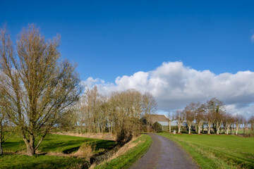 Farm  in Hogebeintum, Fryslan, Friesland province, The Netherlands