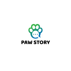 Modern flat colorful design PAW STORY logo design