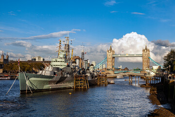 The warship Belfast in London