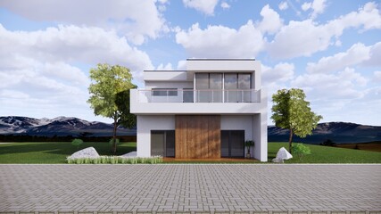 modern house with sky