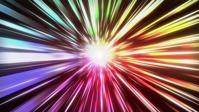Cartoon Speed Lines Loop Animation. Colorful Gradient  Anime Radial Comic Motion Background