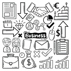 Doodle business element collection Free Vector