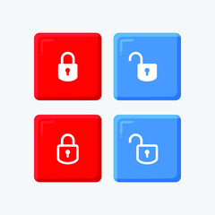 Lock and unlock 3d icon set vector of modern trend in the style of glass morphism with gradient. The collection includes 4 icons in a single style of business, finance, website, or etc.