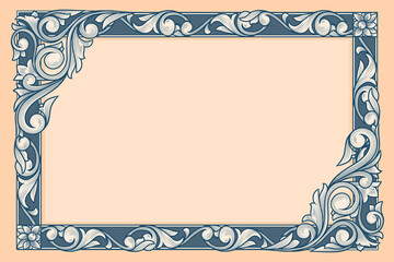 Decorative pastel colored ornate retro floral blank frame