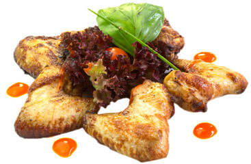 food, fried chicken and garnish