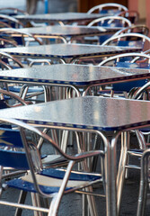 tables in a summer cafe