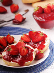 Wheat sandwiches with strawberry marmalade	