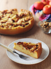 Apple pie with walnuts - typical autumn dish