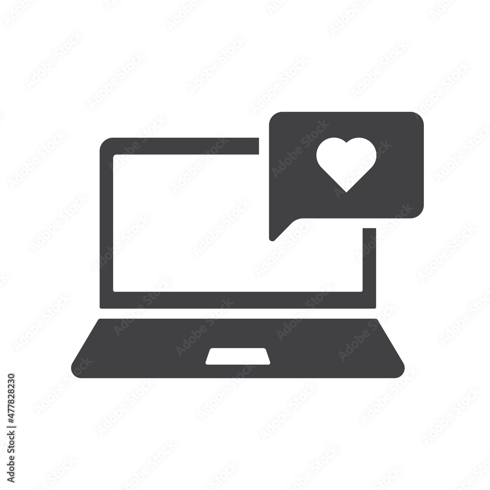 Aufkleber laptop with like bubble vector icon isolated on white background. laptop with heart like bubble stoc