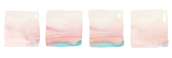 Abstract pink pastel watercolor paintbrush shapes set