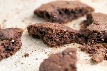 chocolate cookies on a wooden table