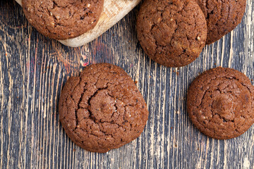 chocolate cookies on a wooden table
