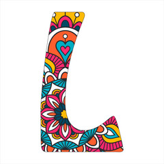 Mandala stylized alphabet, color letters L
