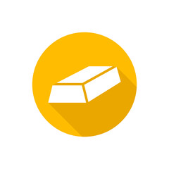 Gold bar flat icon with shadow