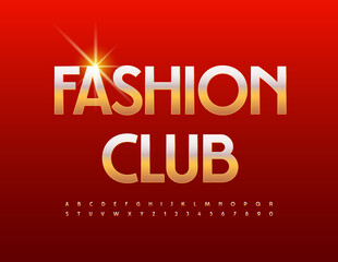 Vector premium Emblem Fashion  Club. Stylish Gold Font. Luxury Alphabet Letters and Numbers set. 