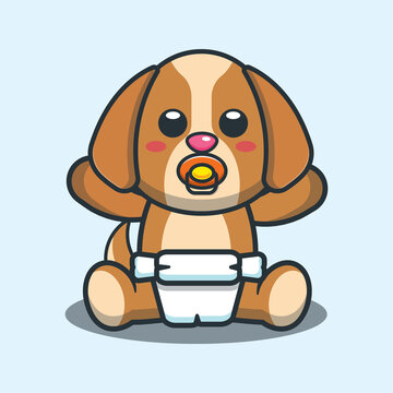Cute baby dog. Cute cartoon animal illustration.