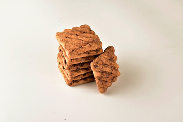chocolate biscuits isolated on white backgound