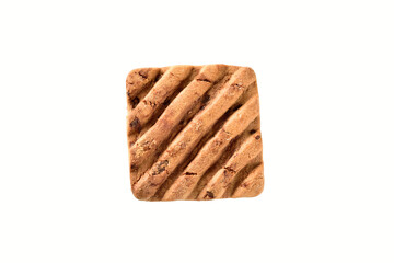 Square Shape Choco Chip Biscuit Isolated on White Background with Clipping Path