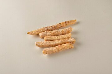 Frozen french fries isolated on white background