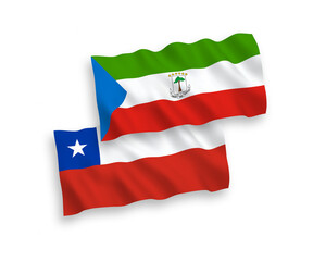 Flags of Republic of Equatorial Guinea and Chile on a white background