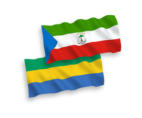 Flags of Republic of Equatorial Guinea and Gabon on a white background