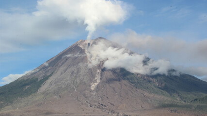 the eruption of Mount Semeru in East Java, Indonesia
