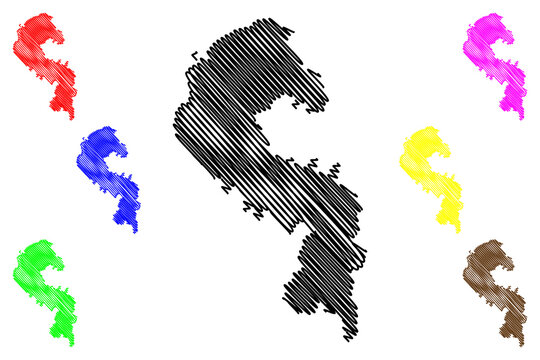 Sahibzada Ajit Singh Nagar district (Punjab State, Republic of India) map vector illustration, scribble sketch Mohali or SAS Nagar map