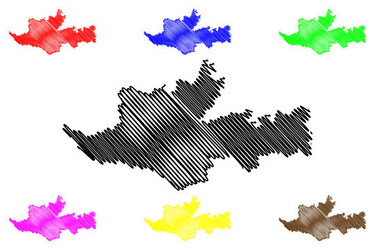 Sangli district (Maharashtra State, Pune Division, Republic of India) map vector illustration, scribble sketch Sangli map