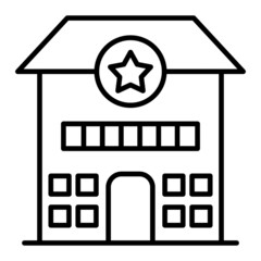 Police station Vector Outline Icon Isolated On White Background