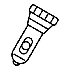 Flashlight Vector Outline Icon Isolated On White Background