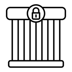 Jail Vector Outline Icon Isolated On White Background