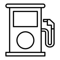 Gas Station Vector Outline Icon Isolated On White Background