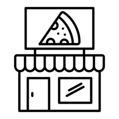 Pizzeria Vector Outline Icon Isolated On White Background