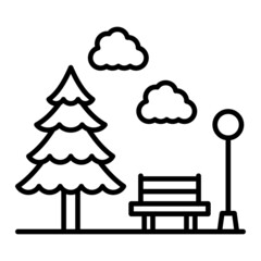 Park Vector Outline Icon Isolated On White Background