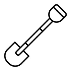 Shovel Vector Outline Icon Isolated On White Background