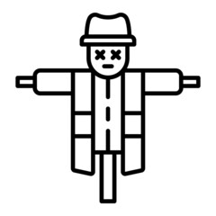 Scarecrow Vector Outline Icon Isolated On White Background