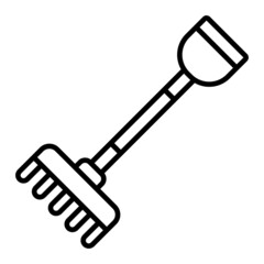 Rake Vector Outline Icon Isolated On White Background