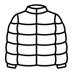 Puffer Jacket Vector Outline Icon Isolated On White Background