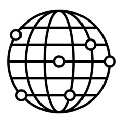 Globe network Vector Outline Icon Isolated On White Background