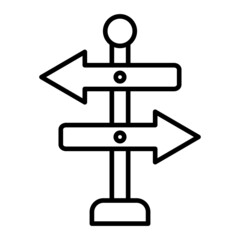 Direction Vector Outline Icon Isolated On White Background