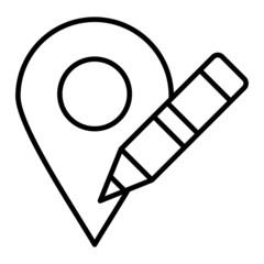 Edit Location Vector Outline Icon Isolated On White Background