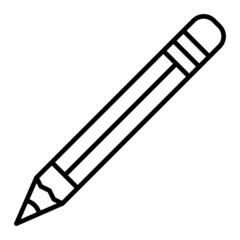 Pencil Vector Outline Icon Isolated On White Background
