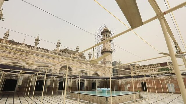 HD Footage of the inner Courtyard in Old Mosque in Peshawar, Pakistan
