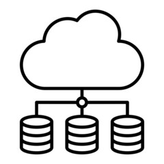 Cloud Data  Vector Outline Icon Isolated On White Background