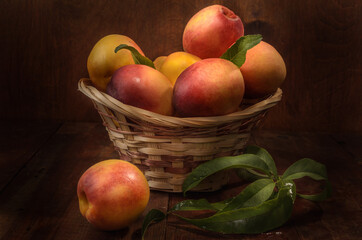 nectarines in a basket