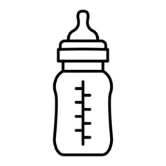 Baby Bottle Vector Outline Icon Isolated On White Background